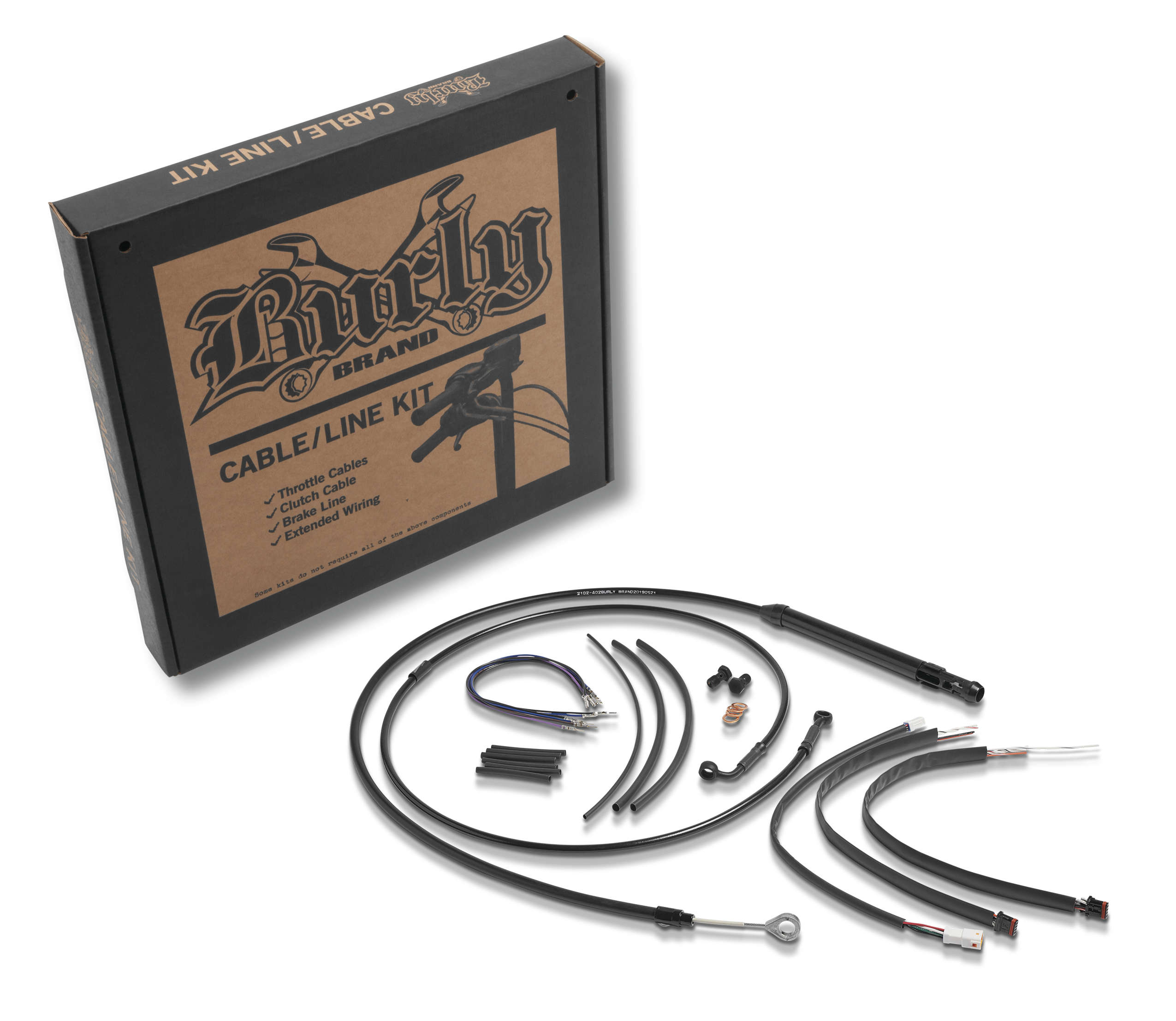 Extended Black Control Cable Kit for Softails - 14" Tall Bars (ABS) - Click Image to Close