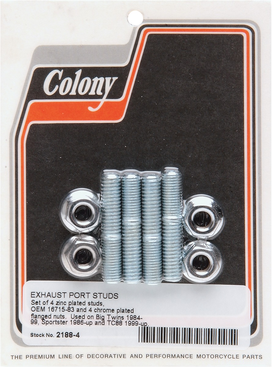 Exhaust Stud Kit w/ Nuts - Complete Kit For H-D BT & Evo - Click Image to Close