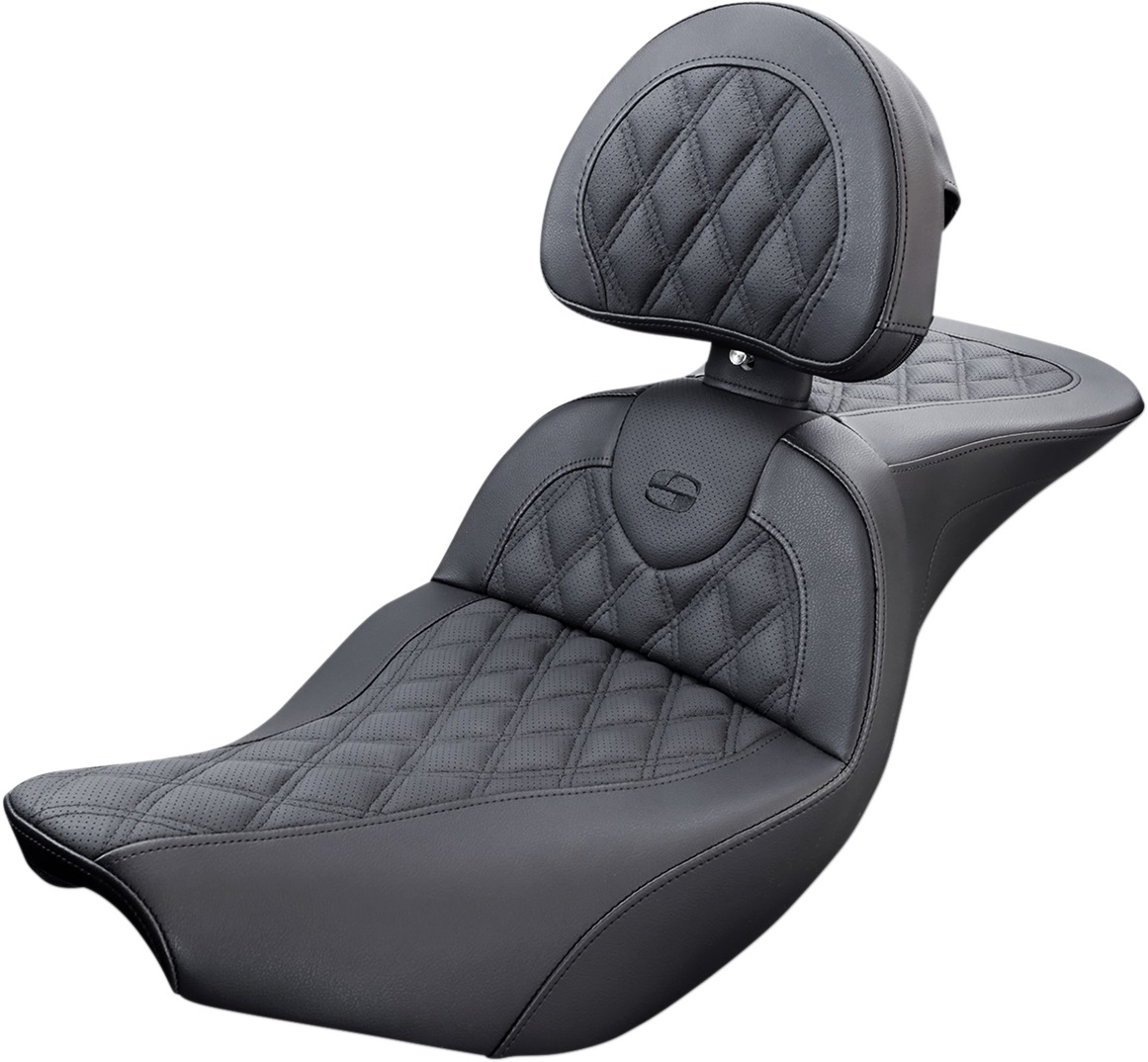 Road Sofa Lattice 2-Up Seat Black Gel w/Backrest - Click Image to Close