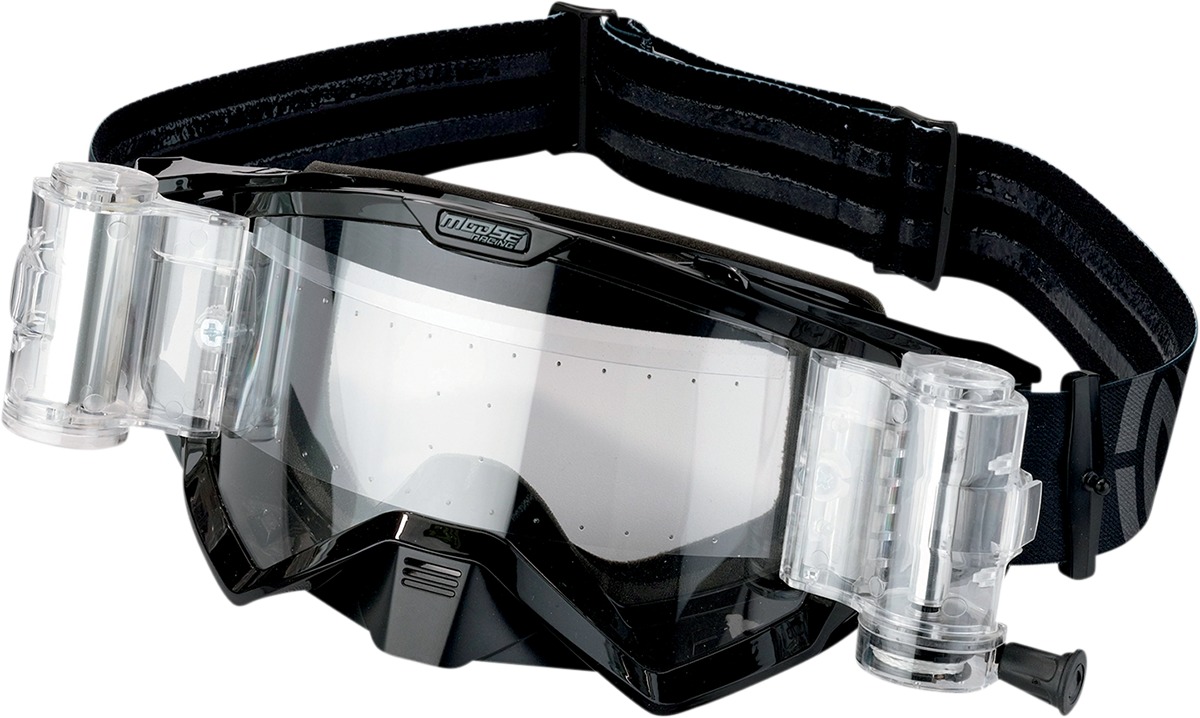 XCR Black Goggles - Clear Lens w/ Roll-Off System - Click Image to Close