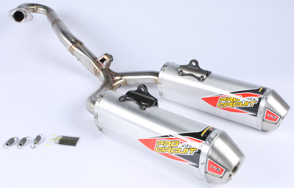 T-6 Dual Aluminum & Stainless Steel Full Exhaust - For 15-16 Honda CRF450R - Click Image to Close