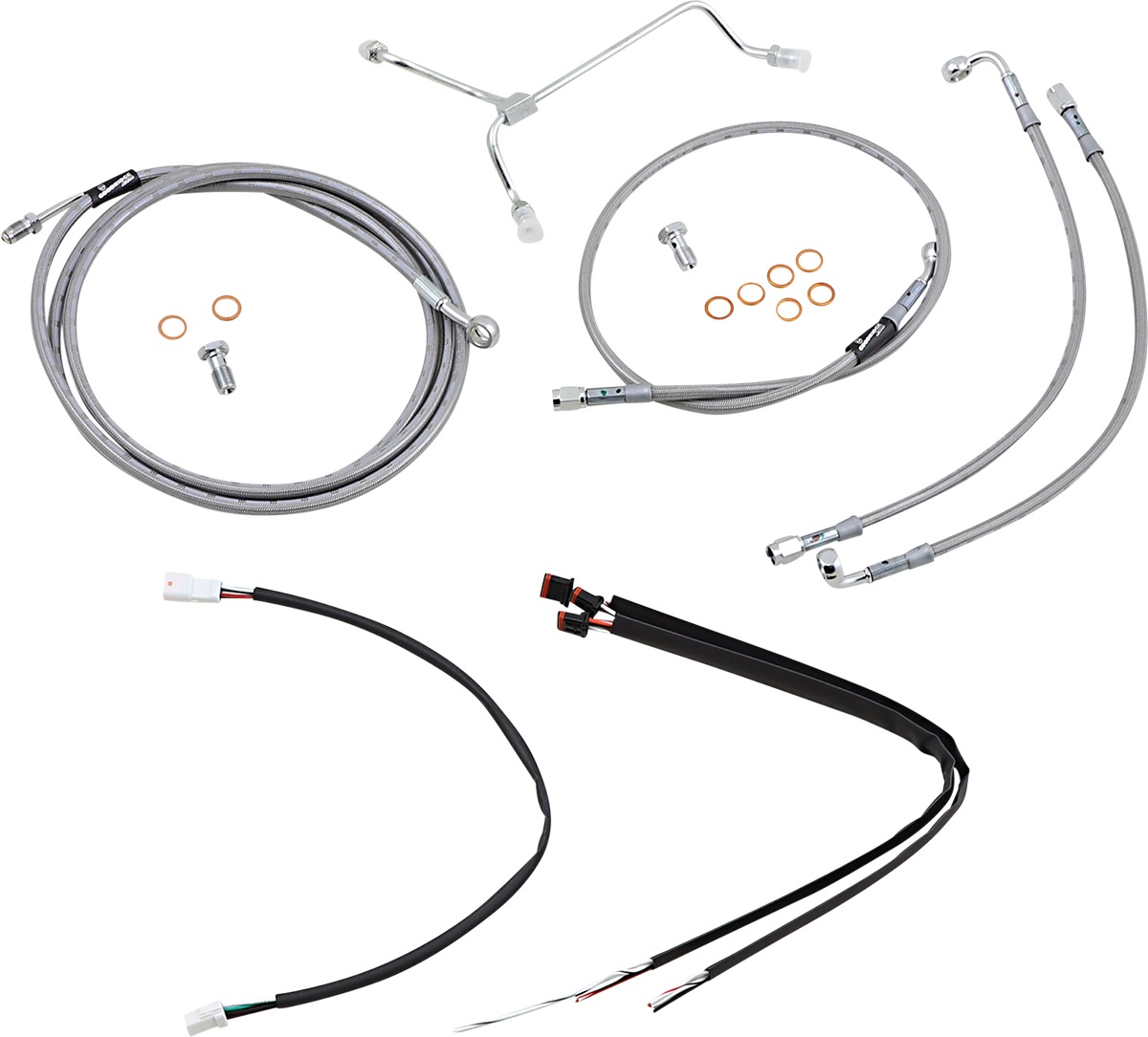 Extended Braided S.S. Control Cable Kit For 14" Gorila Bars - Click Image to Close