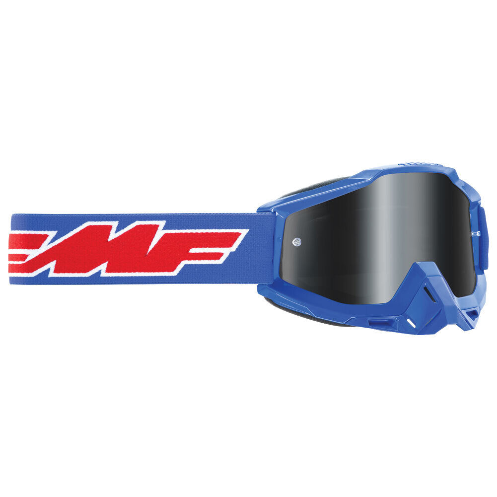 FMF Powerbomb Sand / Desert Goggles Rocket Blue w/ Smoke Lens - Click Image to Close