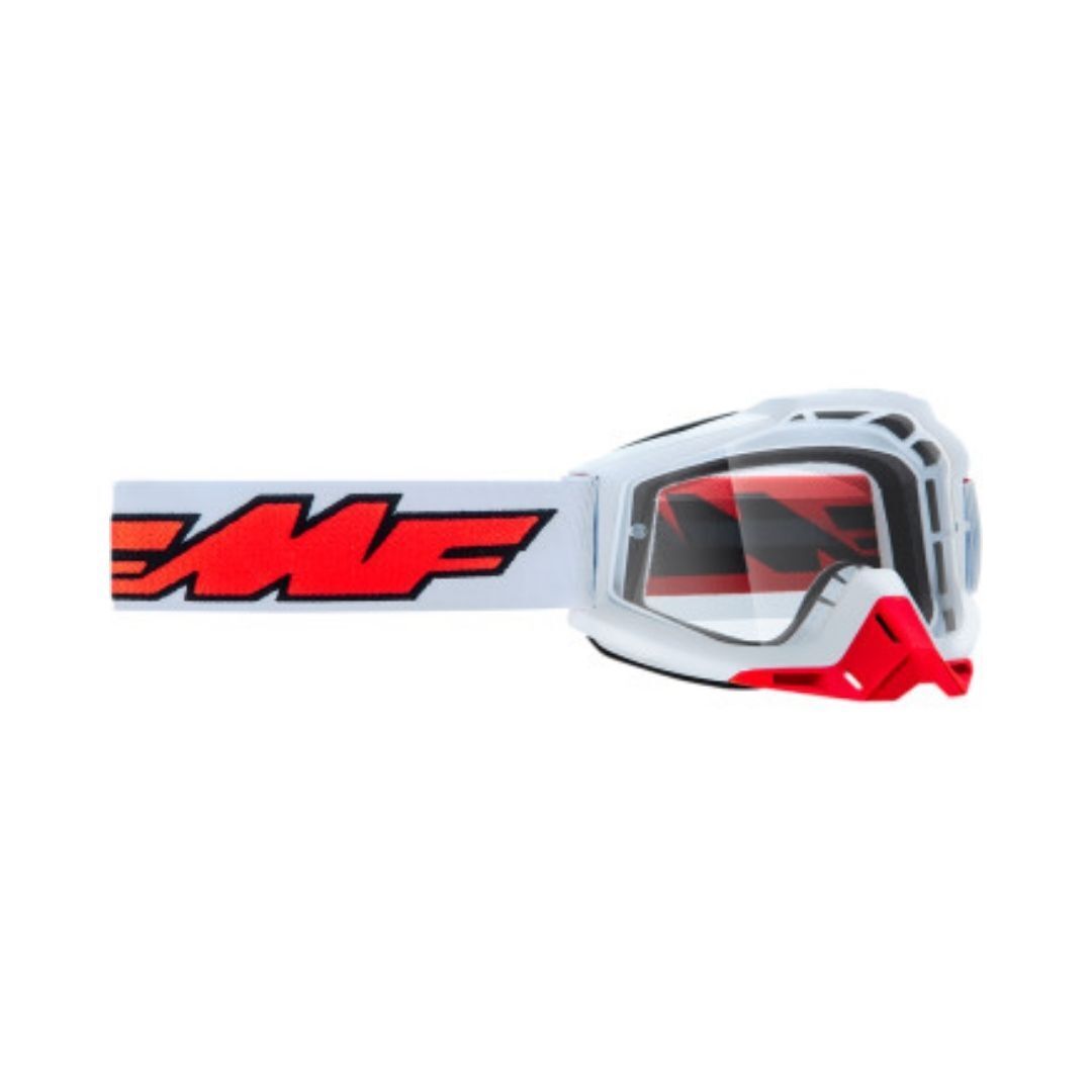 FMF Vision Powerbomb Goggles Rocket White w/ Clear Lens - Click Image to Close