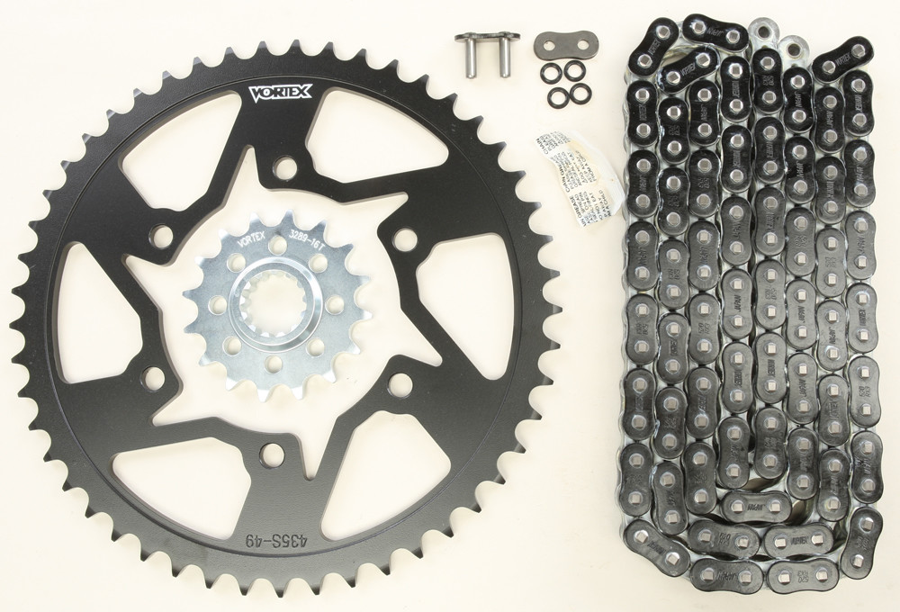 V3 Chain & Sprocket Kit Black RX Chain 520 16/49 Black Steel - For 09-12 Yamaha YZF-R1 - Click Image to Close