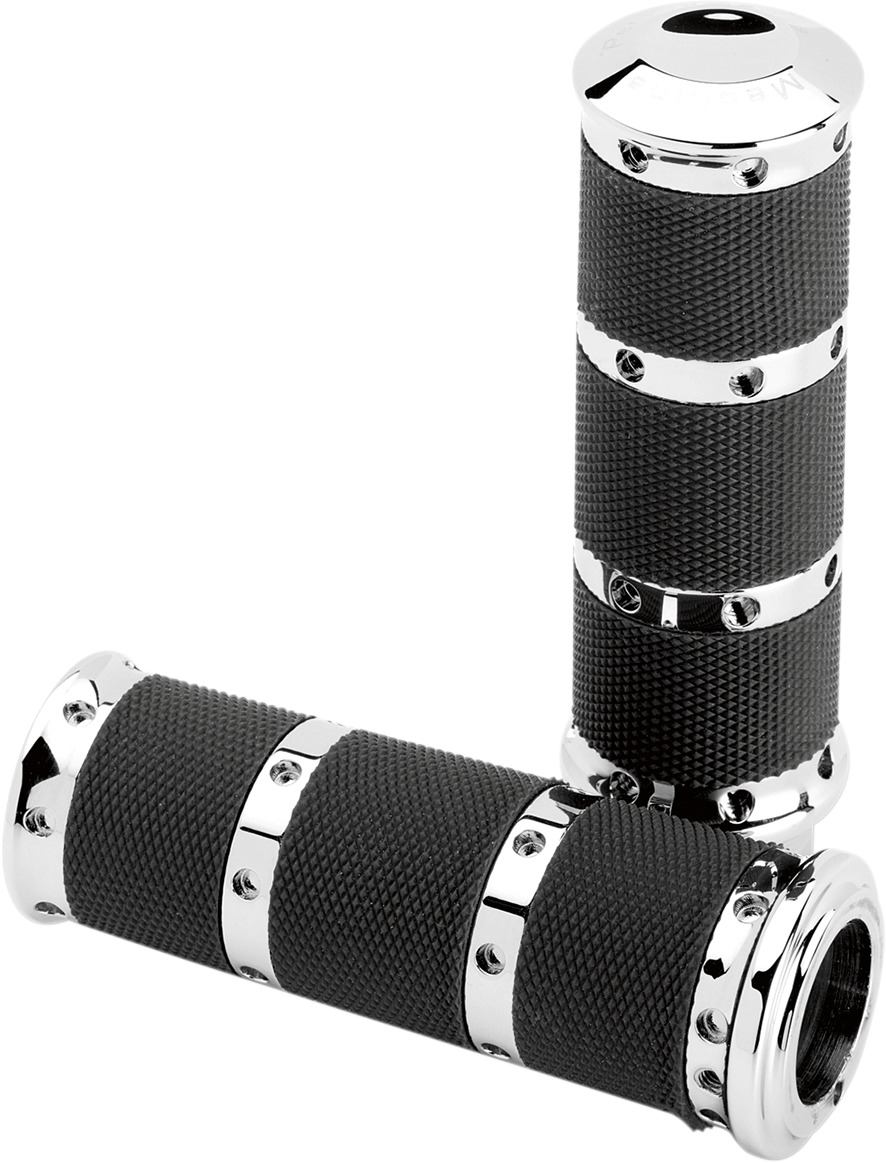 Handle Grip Set- XL Rubber 2K8 - Chrome - Click Image to Close