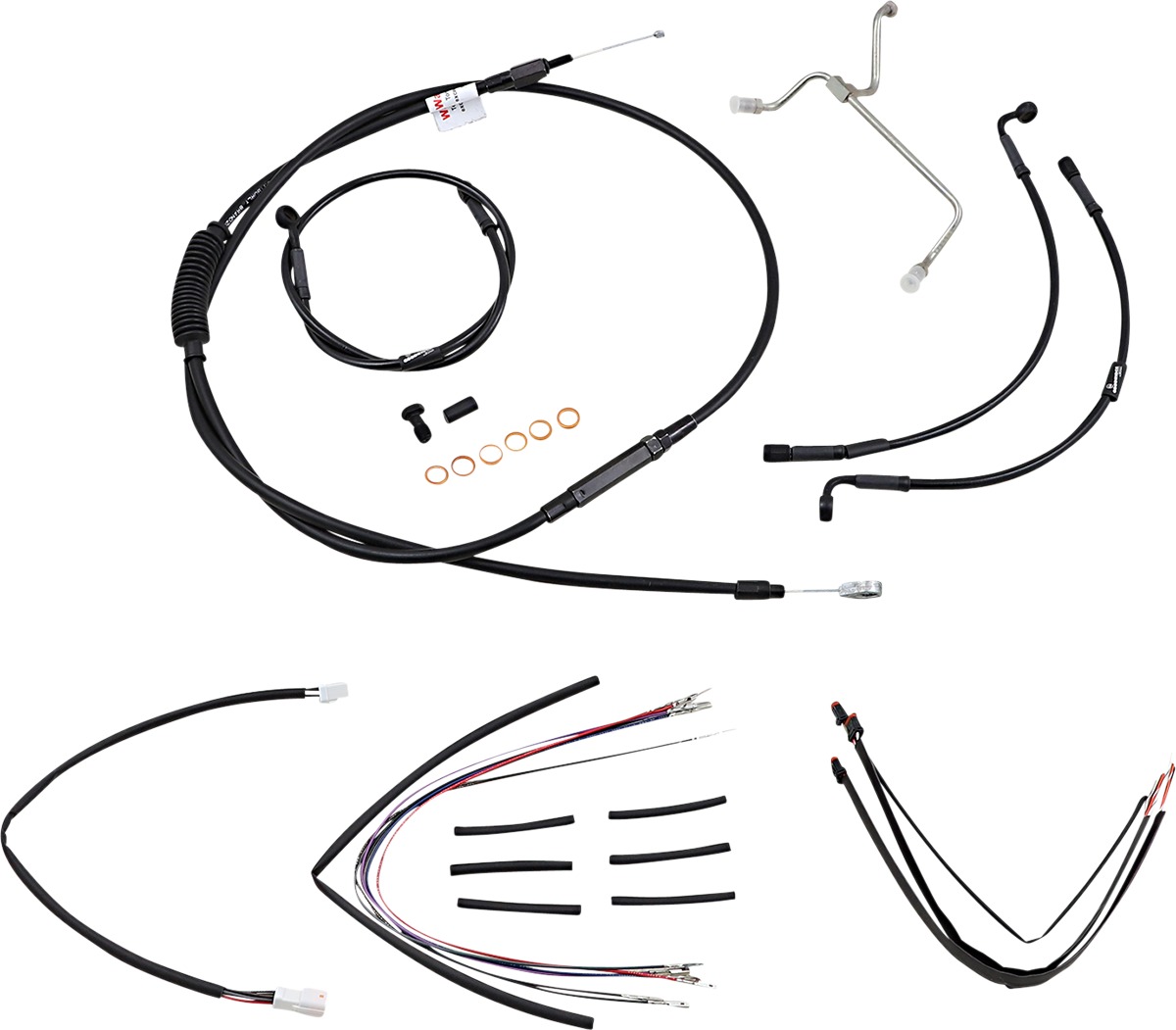 Extended Black Control Cable Kit for 13" Bagger Bars - Click Image to Close