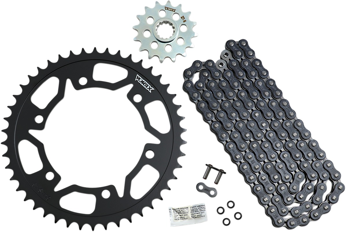 V3 Chain & Sprocket Kit Black SX Chain 520 16/46 Black Steel - For 11-17 Yamaha FZ6R - Click Image to Close