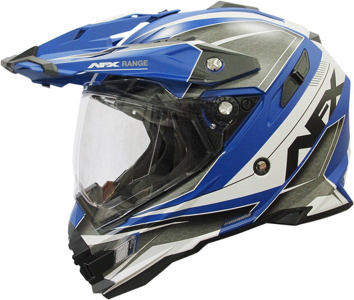 FX-41DS Range Full Face Dual-Sport Helmet Matte Blue Large - Click Image to Close