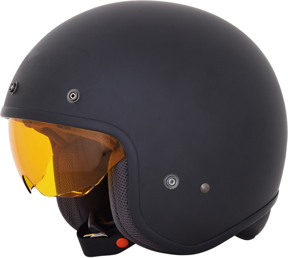 FX-142 3/4 Open Face Helmet Matte Black w/Yellow Shield X-Large - Click Image to Close