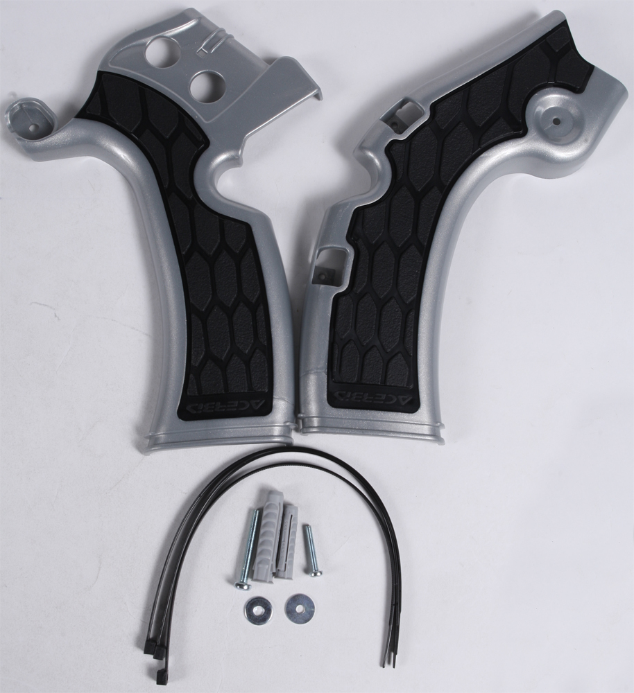 X-Grip Frame Guards Silver/Black - For 09-18 Kawasaki KX450F - Click Image to Close