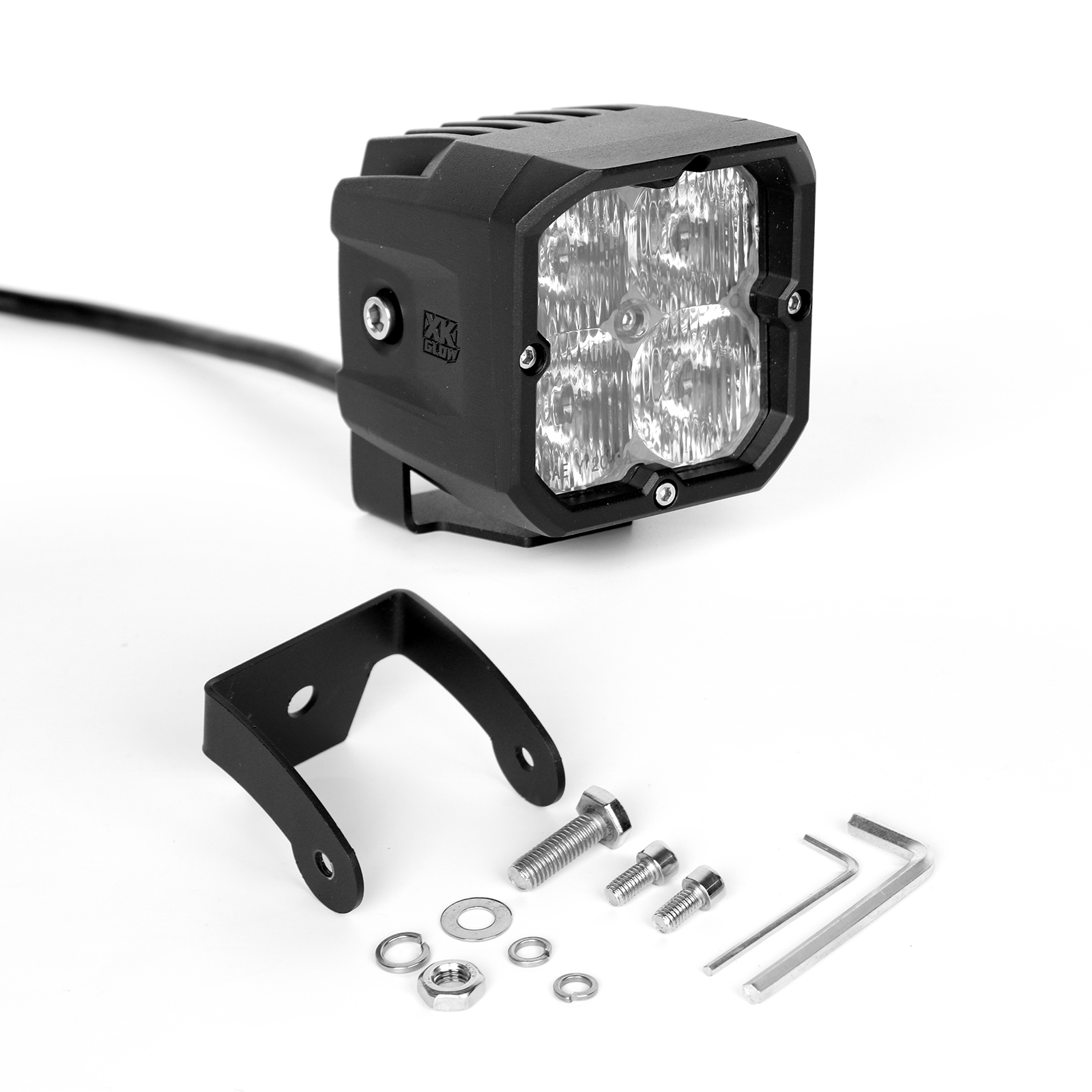 XK Glow XKchrome 20w LED Cube Light w/ RGB Accent Light - Fog Beam - Click Image to Close