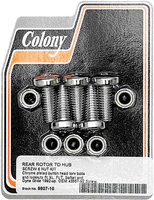 Brake Rotor Bolt & Nut Kit - 5x 3/8-16 x 1" - REP 43567-92 On 94+ Laced Harley - Click Image to Close