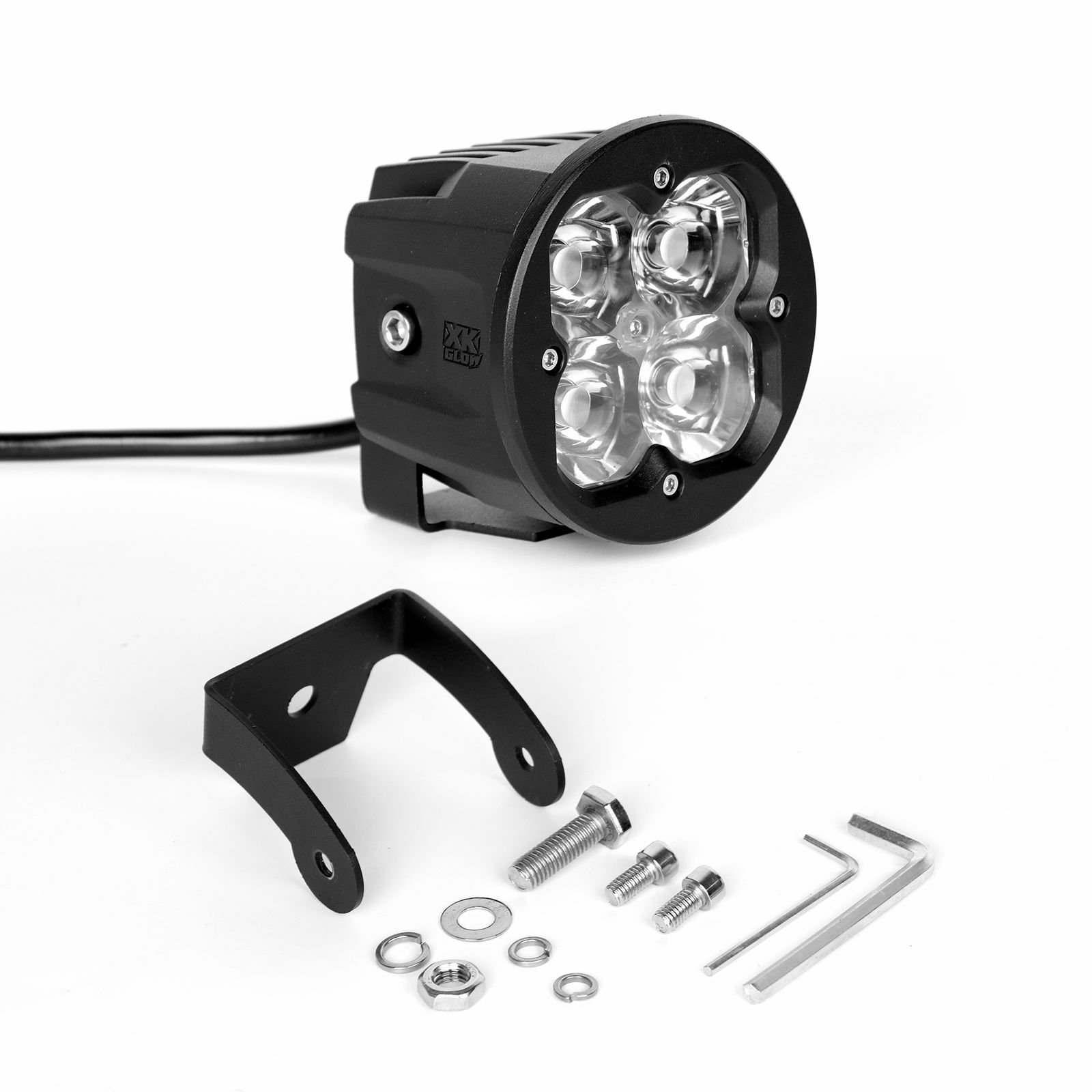 Round 20w LED Cube Light w/ RGB Accent Light - Spot Beam w/Fog Light Bracket - Click Image to Close