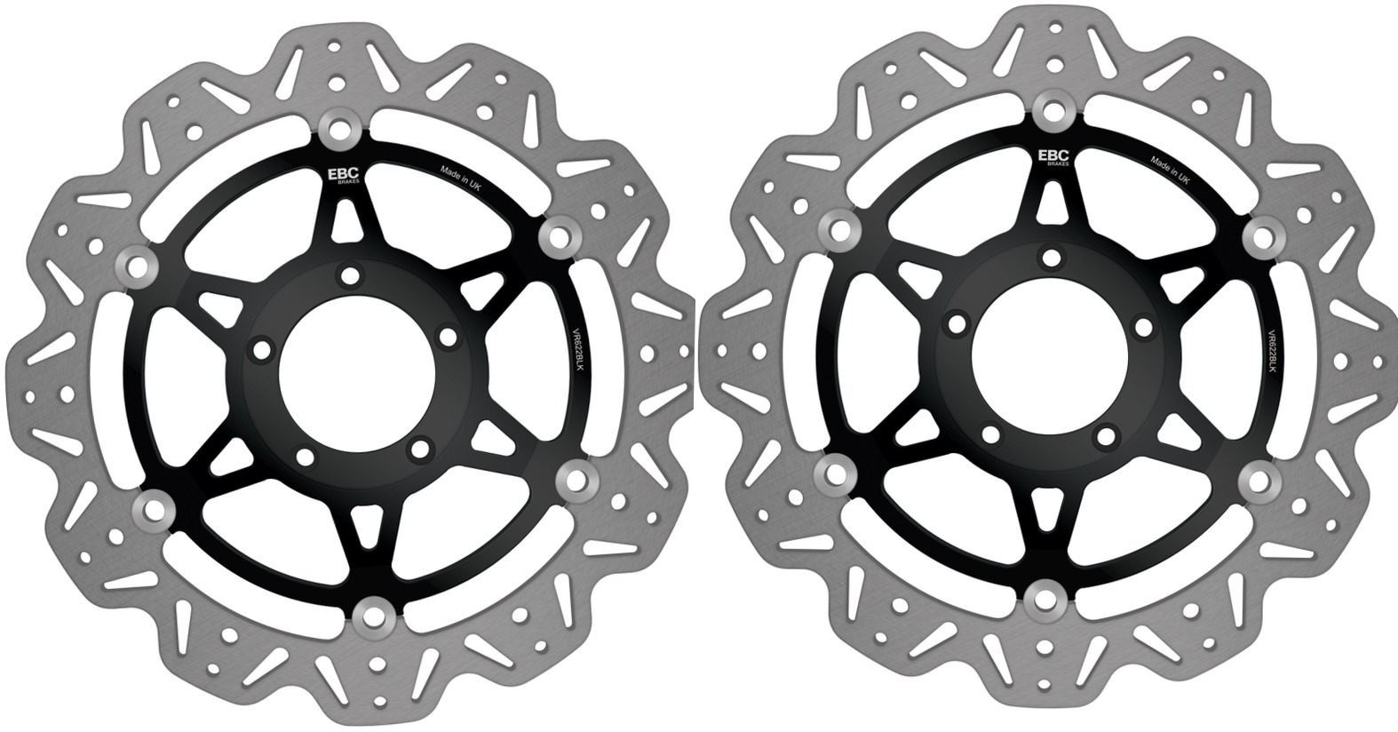 Front VEE Brake Rotors - Black - VEE Style Brake Rotor - Black Center Front Set - Click Image to Close