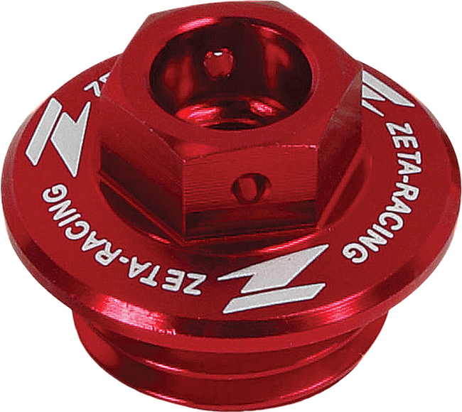 Red Billet Oil Filler Plug w/ Safety Wire Holes - M16x2 - Replaces Honda # 15611-K95-A20 - Click Image to Close