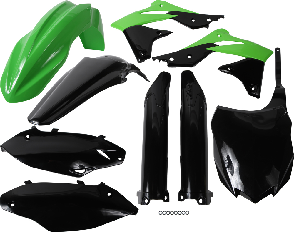 Full Plastic Kit - Green/Black Original 2013 - For 13-16 Kawasaki KX250F - Click Image to Close