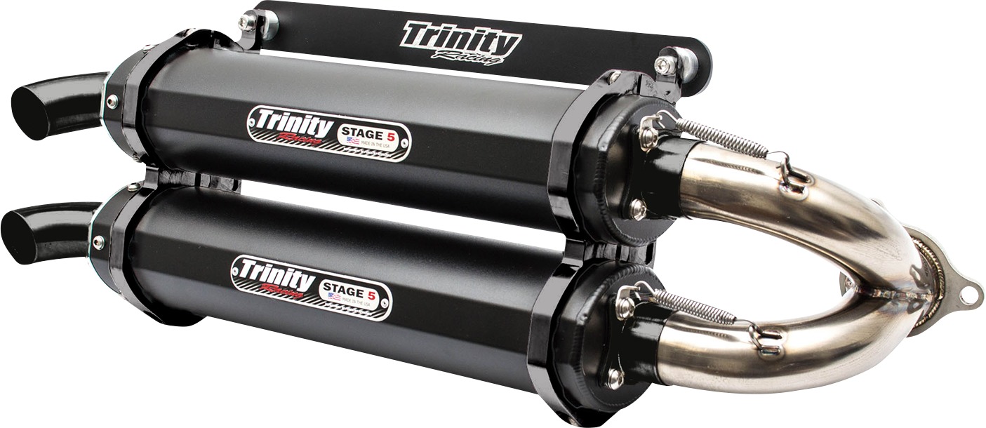 Stage 5 Slip On Exhaust, Cerakote Black - Dual Mufflers - For 16-21 RZR XP Turbo - Click Image to Close