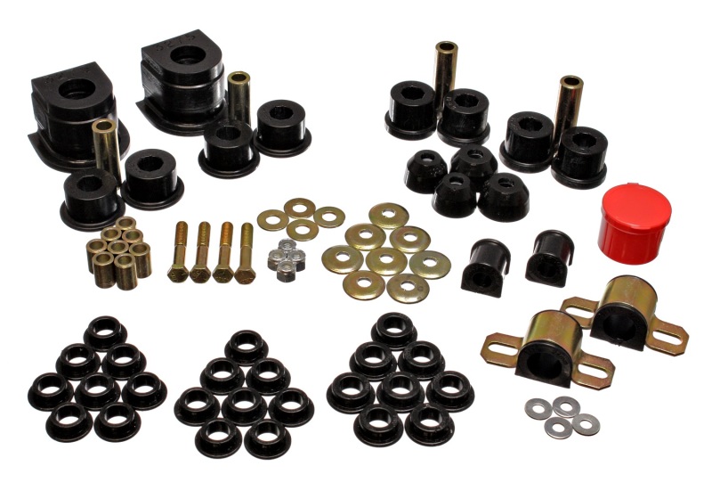 86-91 Mazda RX7 Black Hyper-Flex Master Bushing Set - Click Image to Close