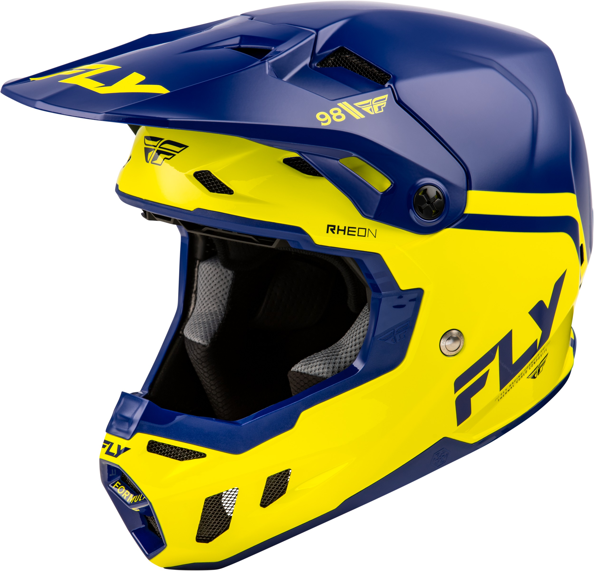 Fly Racing Formula CC Objective Helmet Navy/Yellow MD - ECE/DOT approved helmet in Navy/Yellow, Medium - Click Image to Close