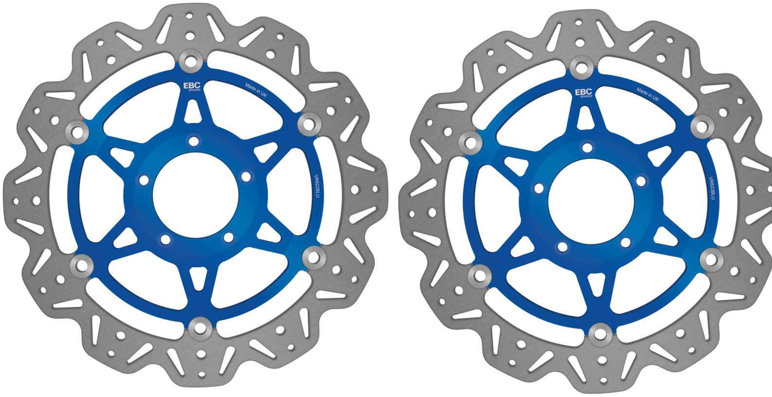 Front VEE Brake Rotors - Blue - VEE Style Brake Rotor - Blue Center Front Set - Click Image to Close