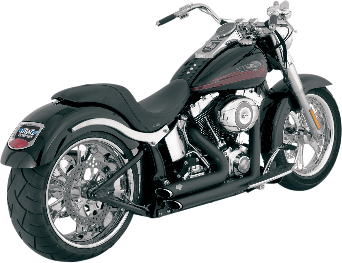 Shortshots Staggered Black Full Exhaust - For 86-11 Harley Softail - Click Image to Close