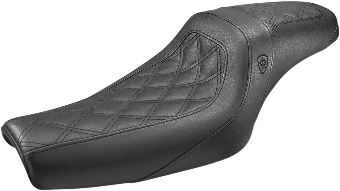 Lattice Stitched 2-Up Seat - Black - For 04-20 Harley XL - Click Image to Close