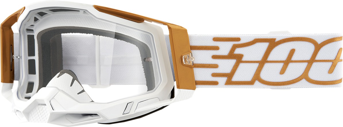 Racecraft 2 White / Gold Goggles - Clear Lens - Click Image to Close