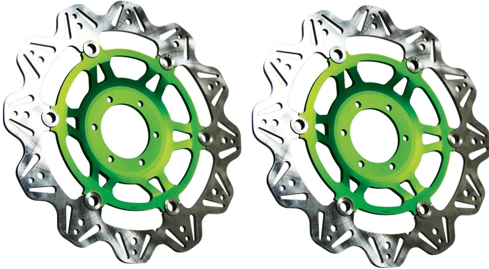 Front VEE Brake Rotors - Green - VEE Style Brake Rotor - Green Center Front Set - Click Image to Close