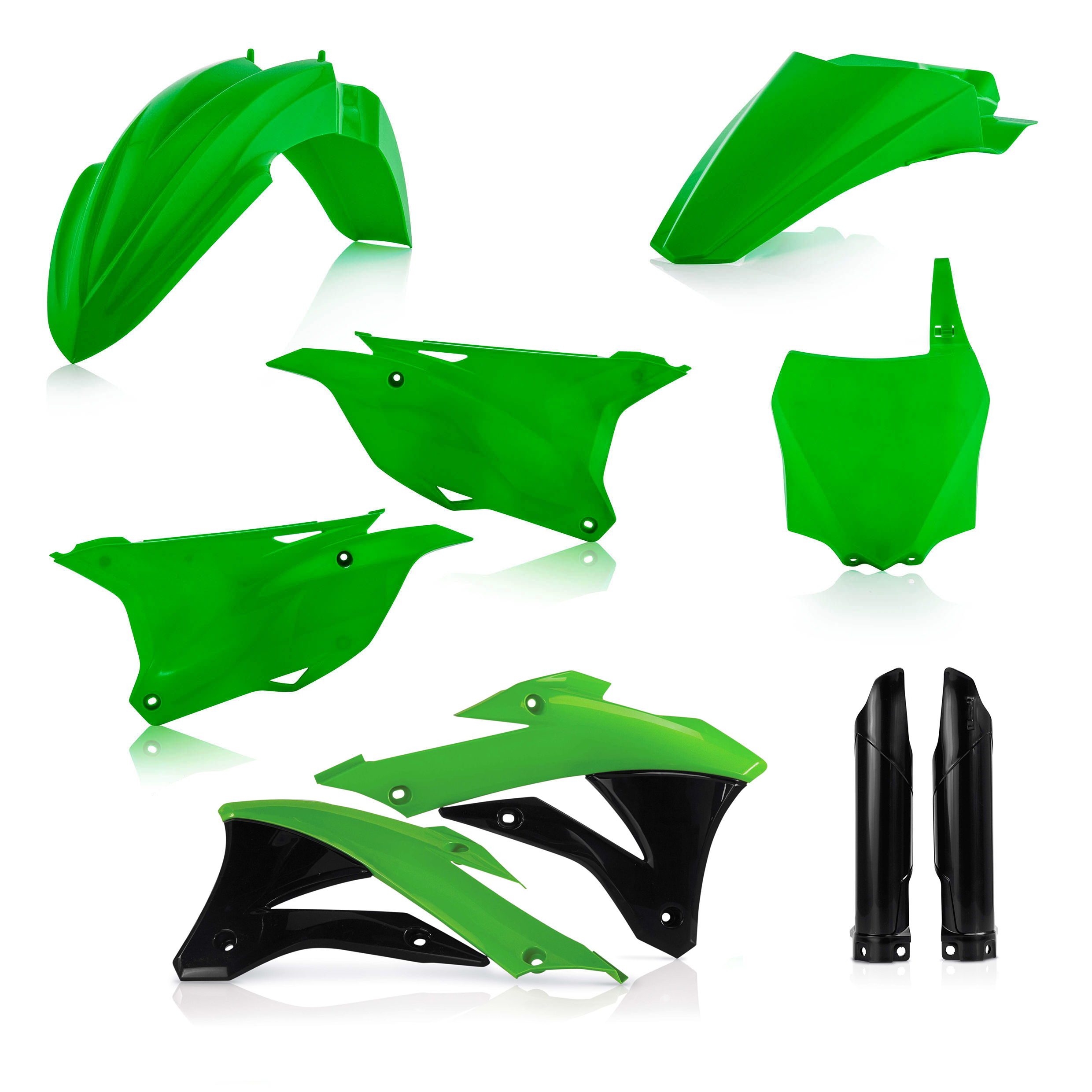 Full Plastic Kit - Green/Black Original 2020 - For 14-21 Kawasaki KX85 KX100 - Click Image to Close