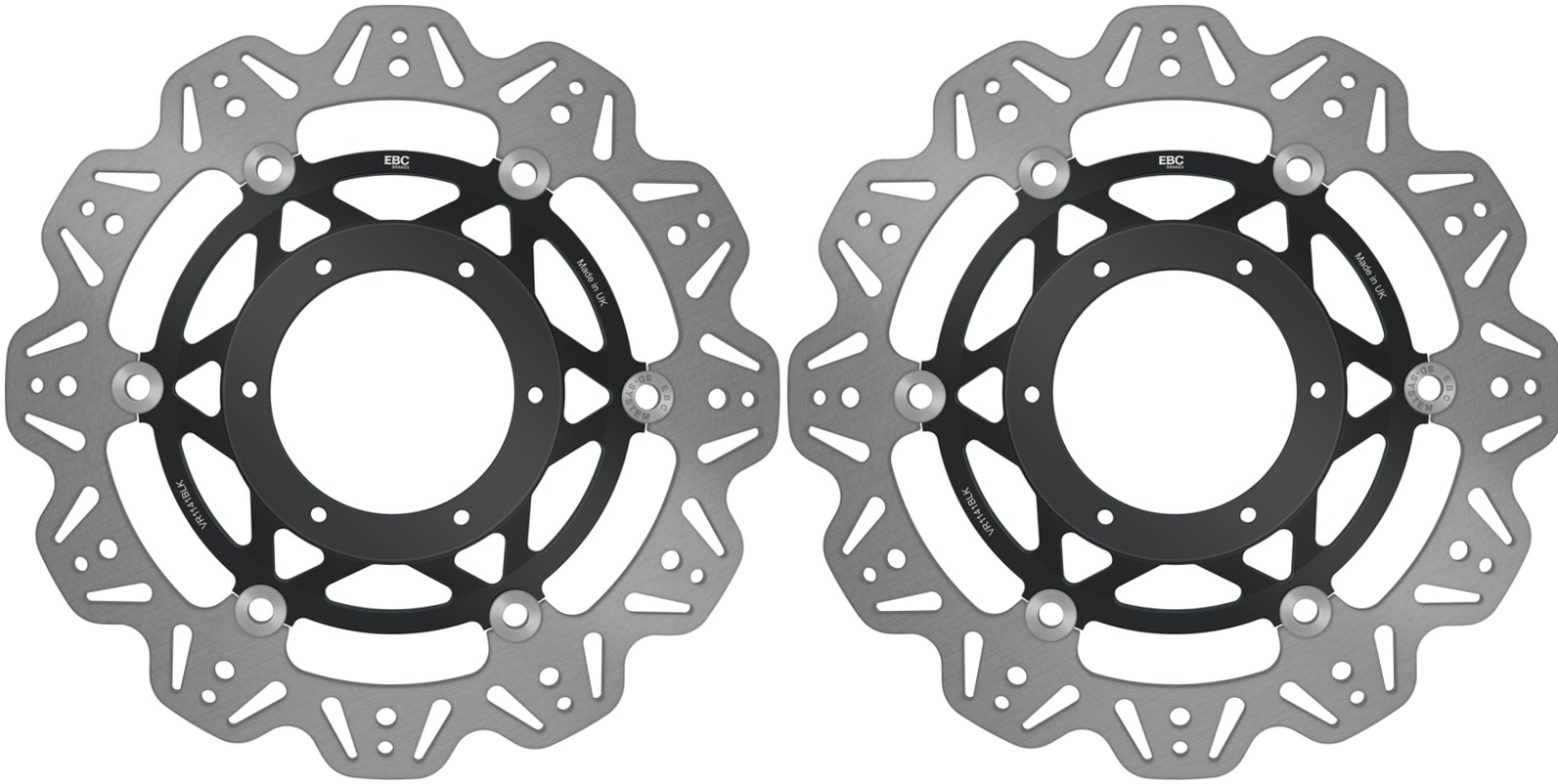 Front VEE Brake Rotors - Black - VEE Style Brake Rotor - Black Center Front Set - Click Image to Close