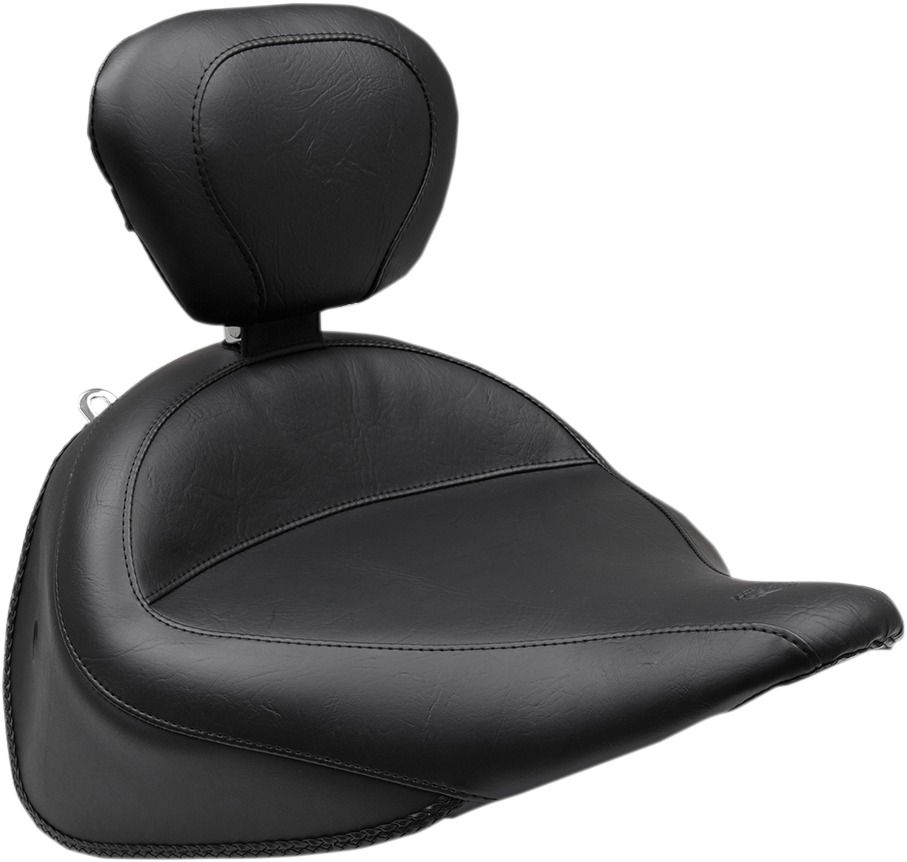 Wide Smooth Naugahyde Solo Seat w/Backrest - For 16-17 HD FLSTC - Click Image to Close