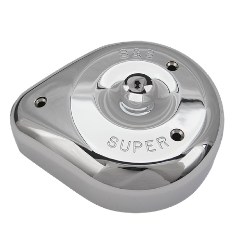 Teardrop Chrome Air Cleaner Cover For S&S Super E/G Carbs - Click Image to Close