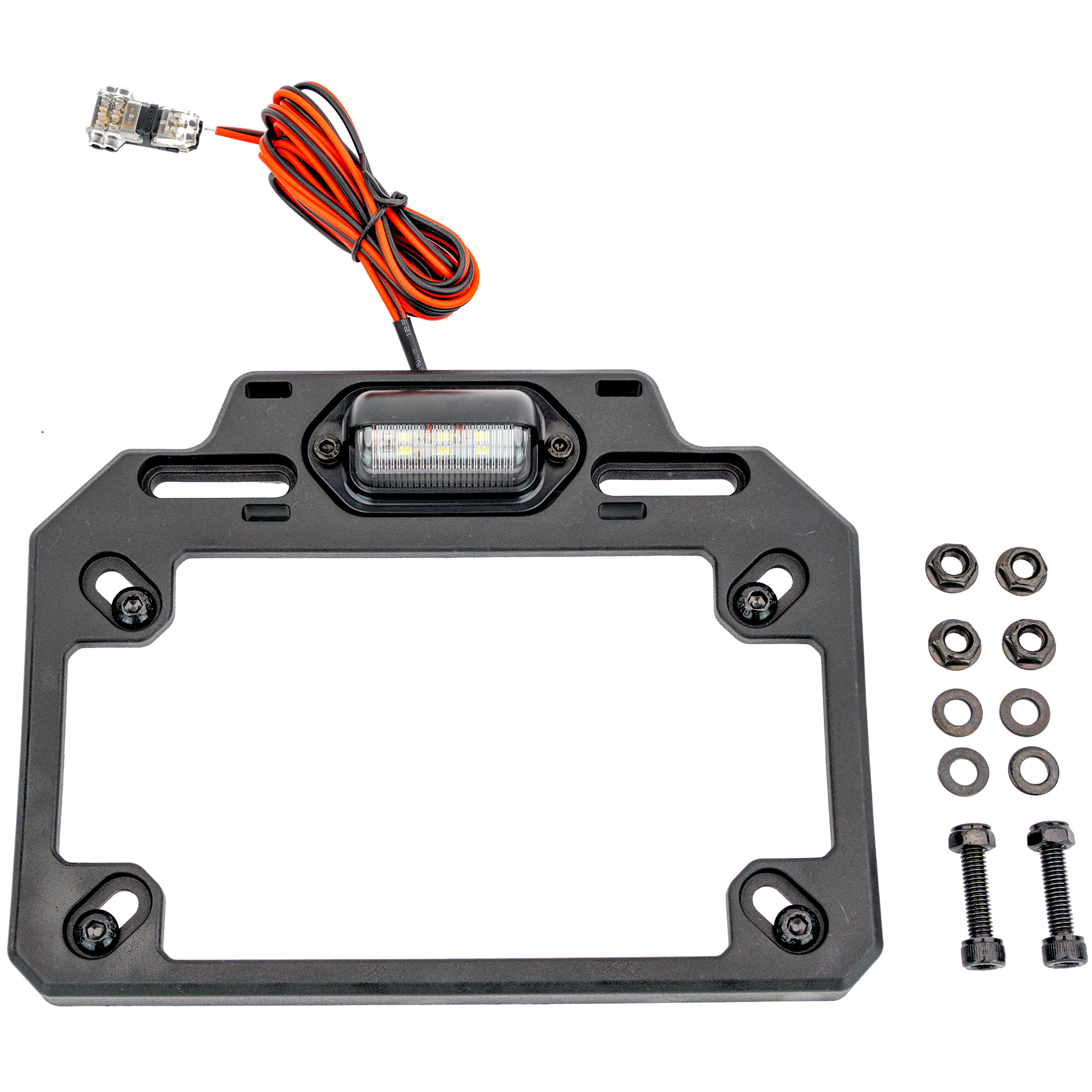 Adjustable License Plate Bracket w/ LED Light - For universal license plate mounting - Click Image to Close