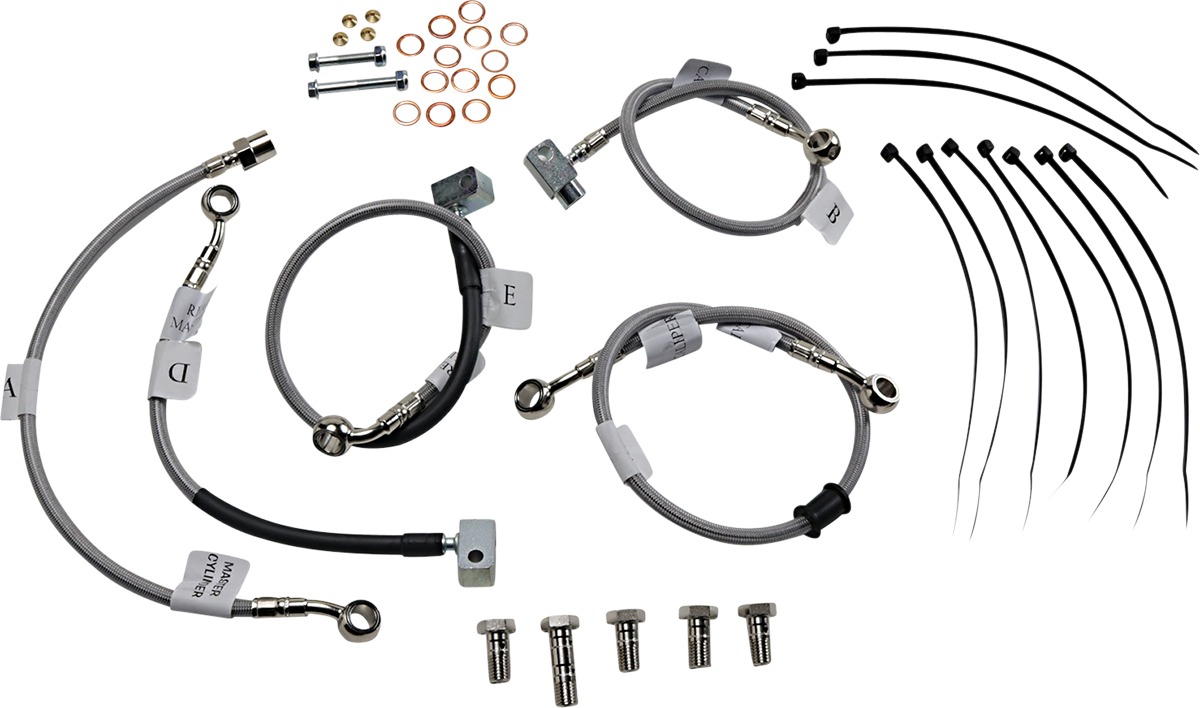 Stainless Steel ABS Brake Line Kit - 5 Lines, FR & RR Included - For 2017 Suzuki SV650A ABS - Click Image to Close