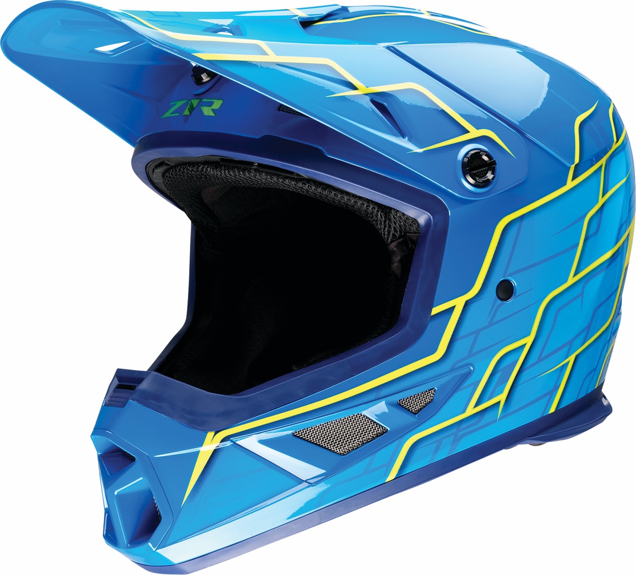 Z1R Rise 2.0 Hyacinth Helmet XS Gloss Blue/Teal/Yellow - MX helmet with gloss blue/teal/yellow finish - Click Image to Close