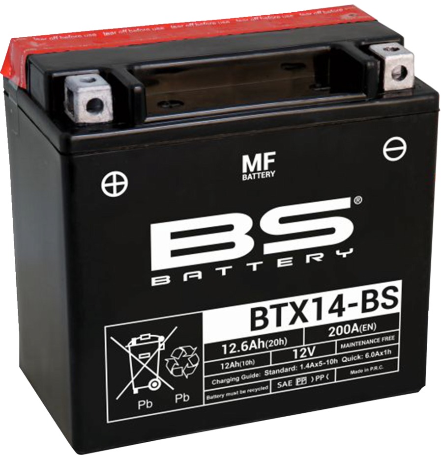 Maintenance Free Sealed Battery - Replaces YTX14-BS - Click Image to Close