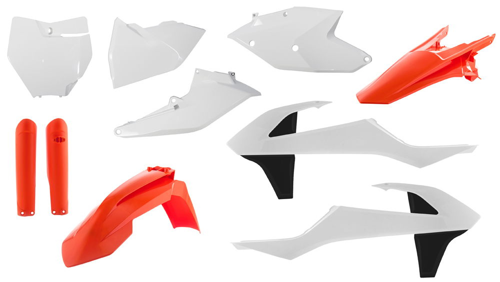 Full Plastic Kit - White/Orange/Black Original 2017 - Fits Many 16-18 KTM 125-450 - Click Image to Close