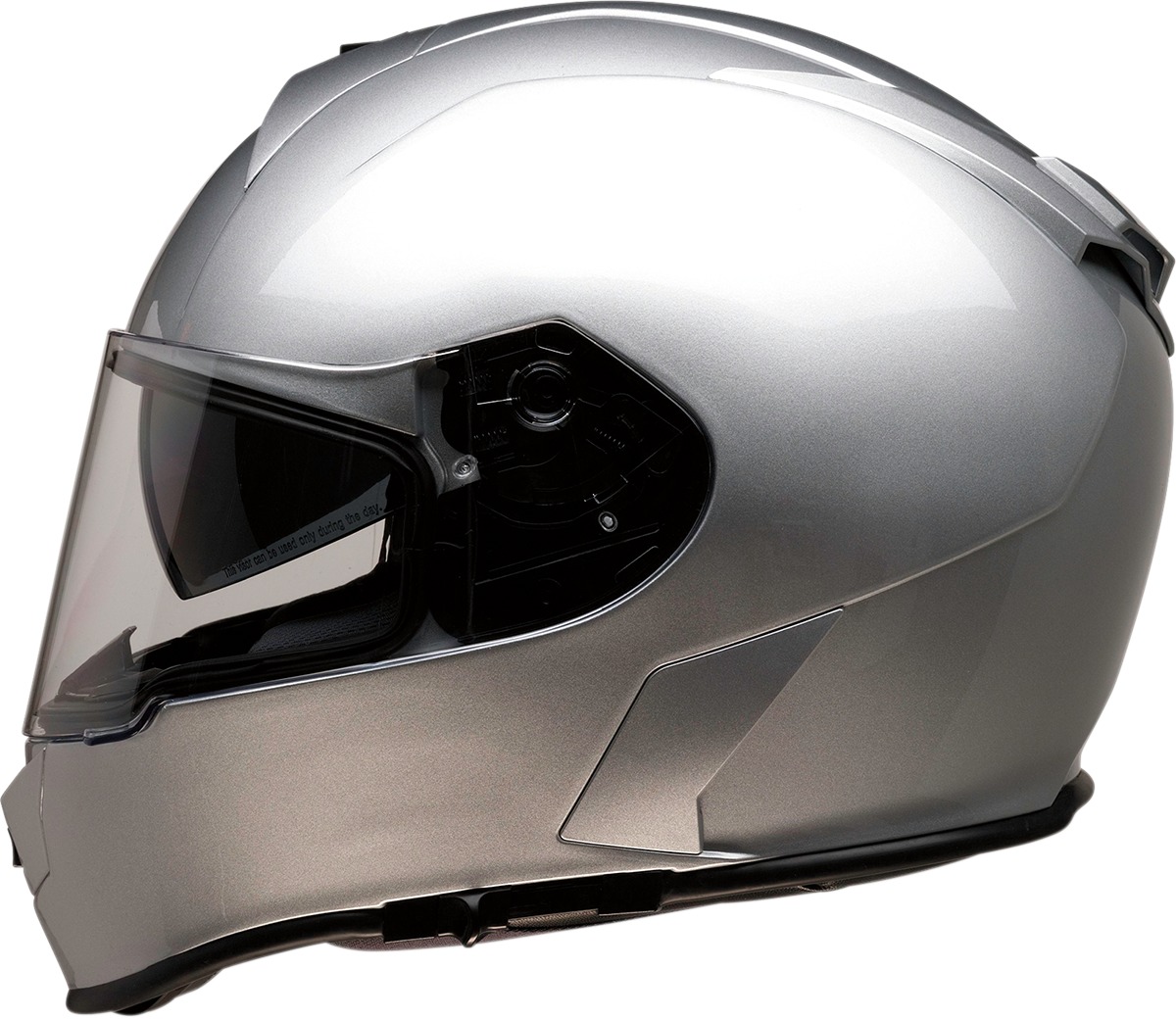 Warrant Solid Full Face Street Helmet Gloss Silver Small - Click Image to Close