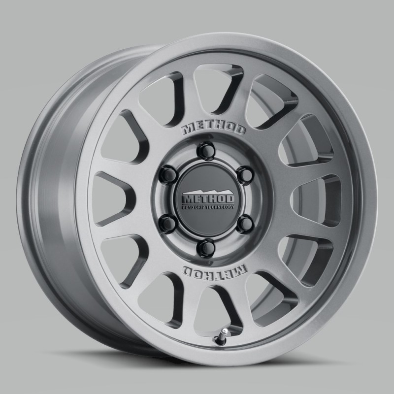 MR703 17x8.5 0mm Offset 5x5 71.5mm CB Gloss Titanium Wheel - Click Image to Close