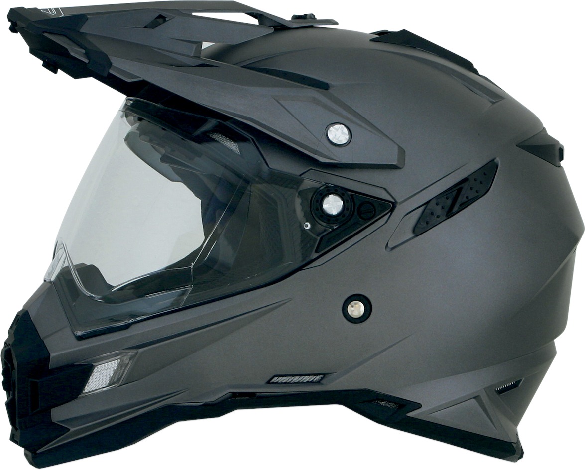 FX-41DS Full Face Dual-Sport Helmet Gloss Gray Medium - Click Image to Close