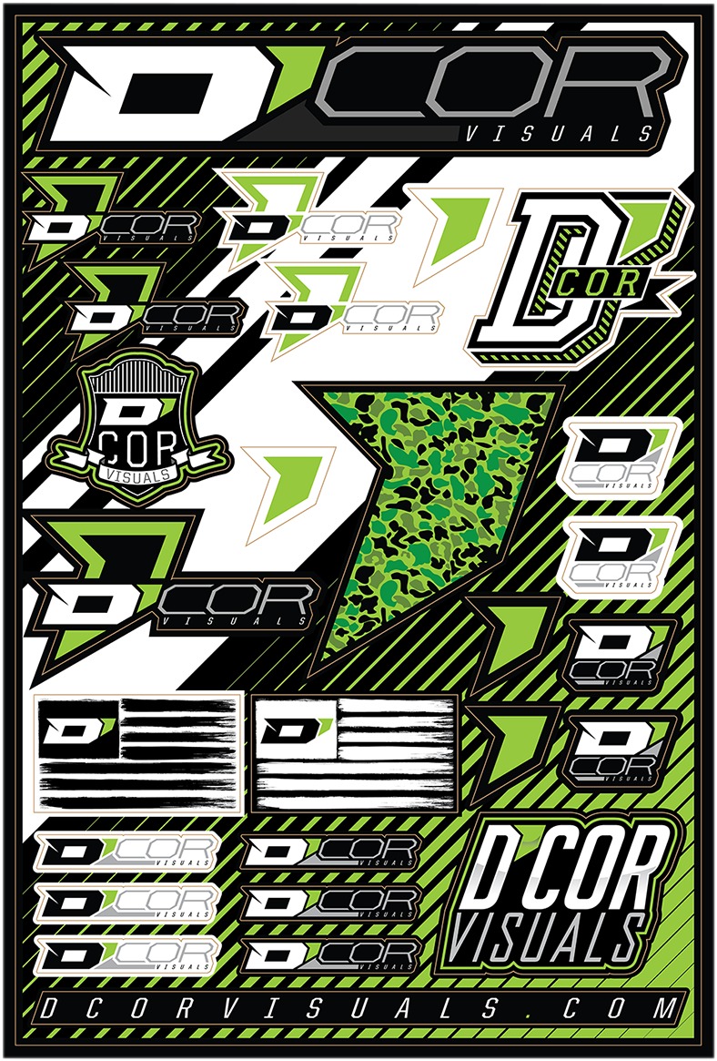 D'Cor Visuals Brand Universal Decal Sheet - 12 mil Ultracurve Vinyl - Click Image to Close