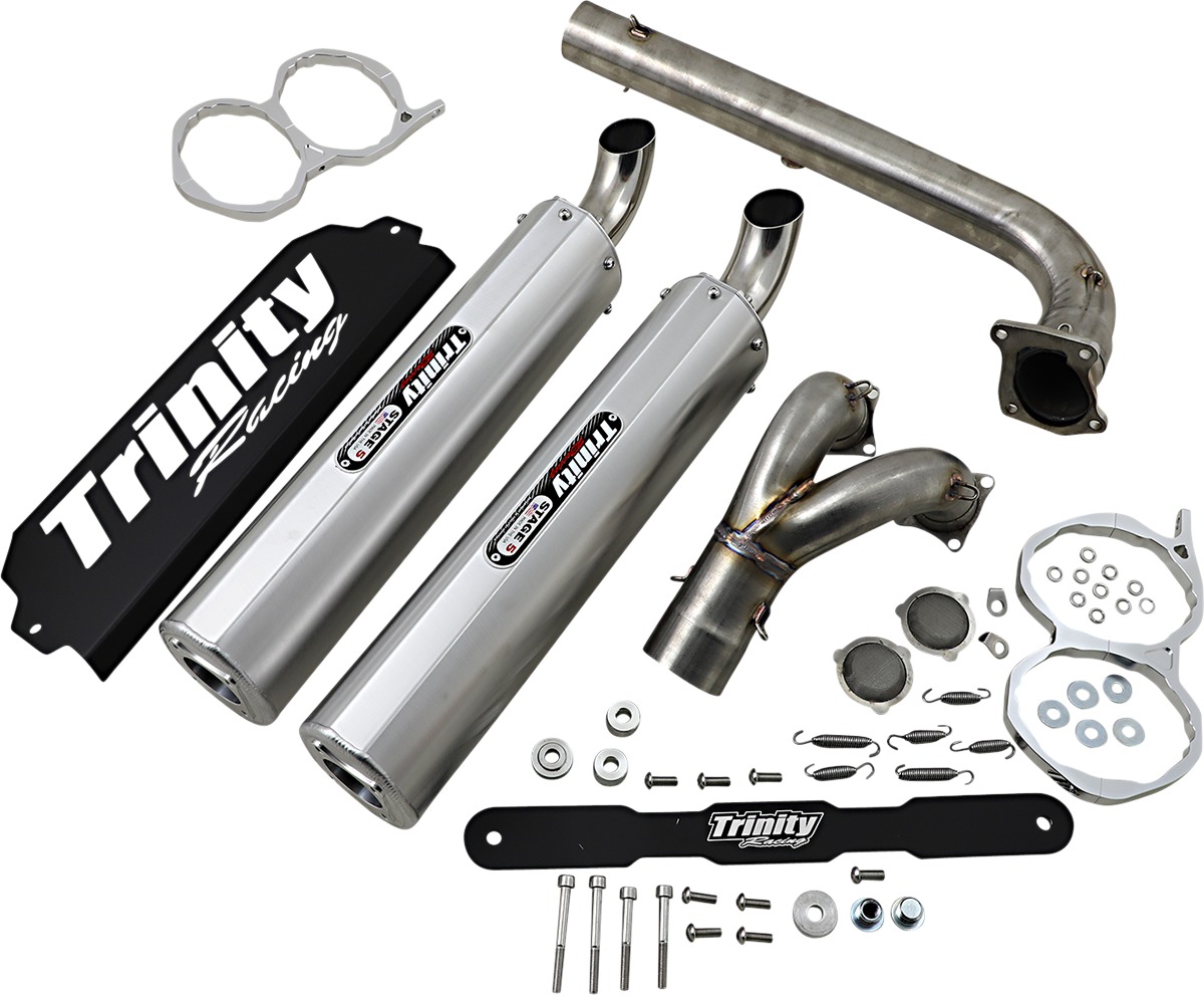 Dual Brushed Aluminum Full Exhaust - For 20-21 Polaris RZR Pro XP - Click Image to Close