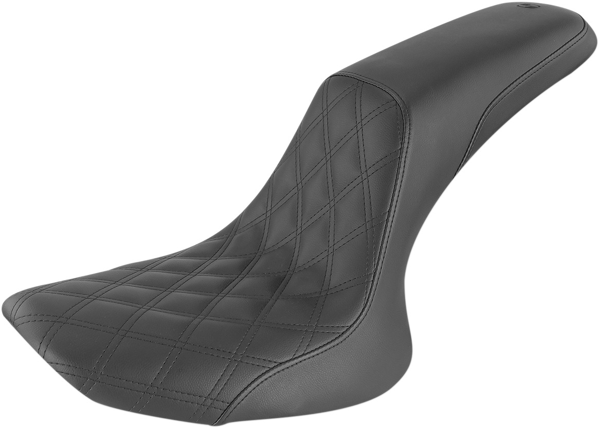 Profiler Lattice Stitched 2-Up Seat - Black - For 84-99 Harley FLST FXST - Click Image to Close