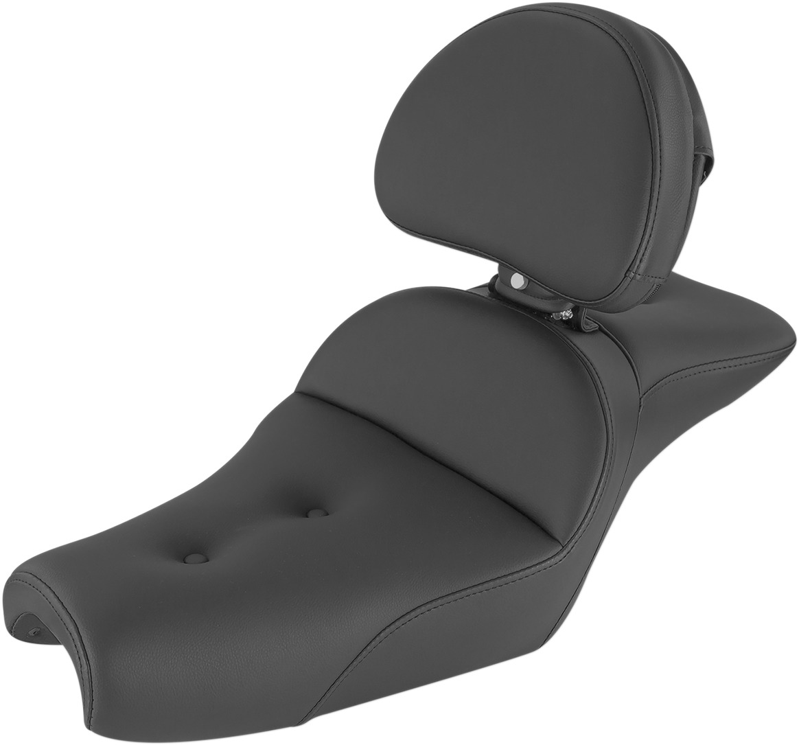 Explorer Stitched 2-Up Seat Black Gel w/Backrest - For 04-20 HD XLC - Click Image to Close