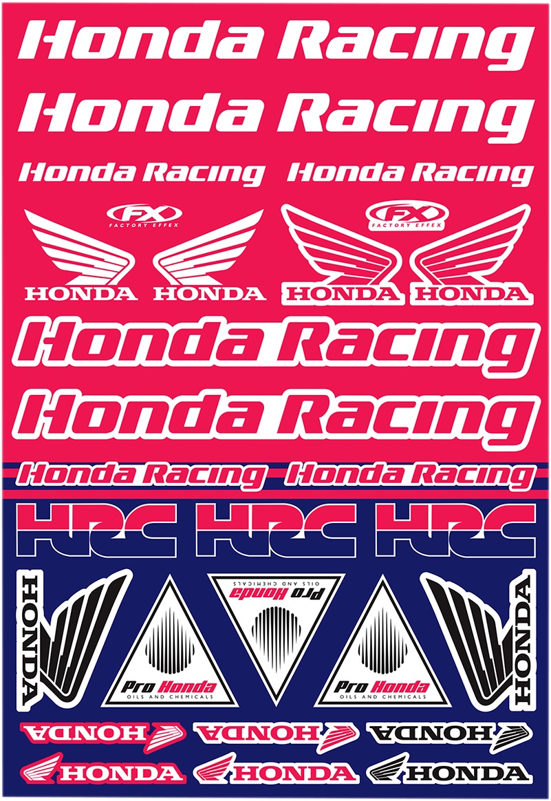 Universal Graphic Kits - Hon Racing Sticker Sheet - Click Image to Close