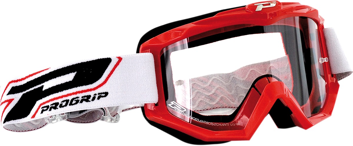 3201 Black / Red / White Raceline Goggles - Clear Lens - Click Image to Close