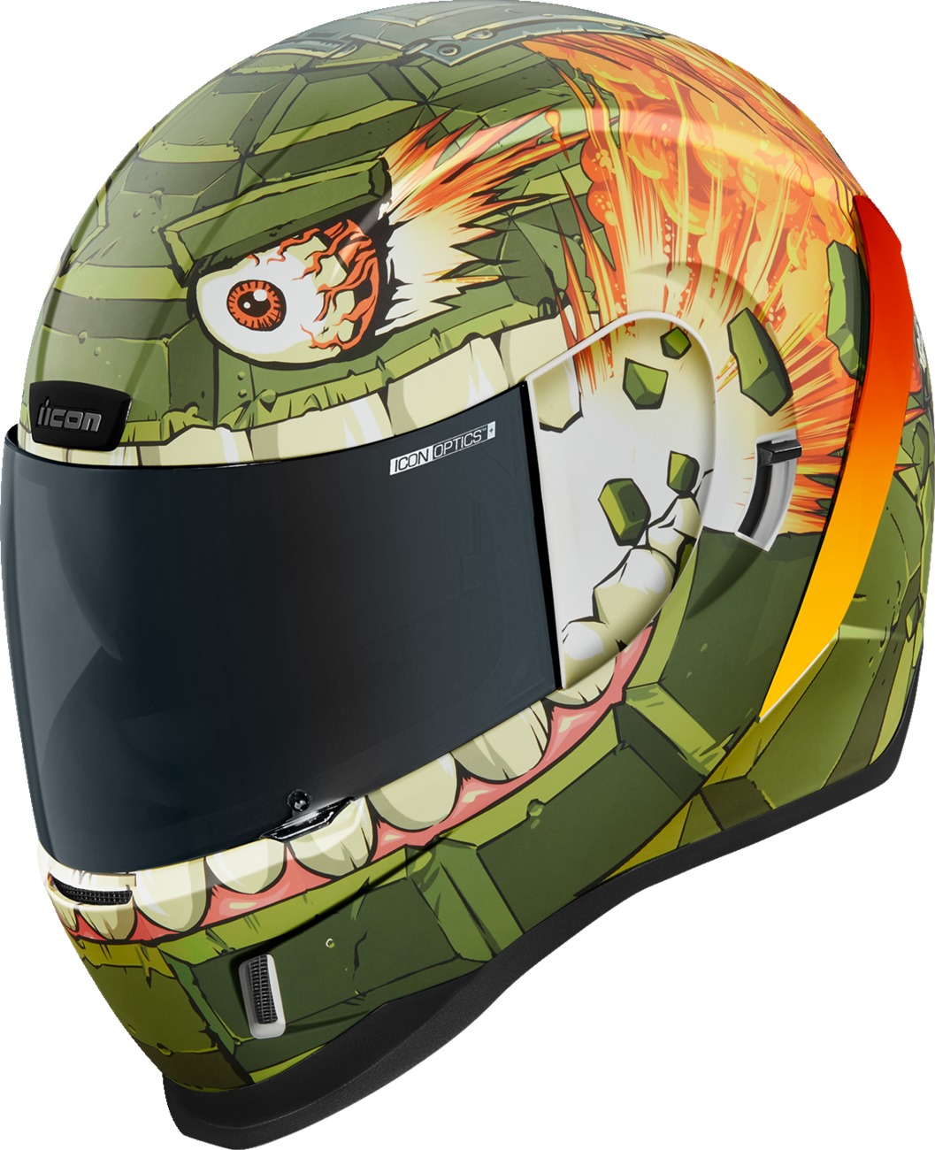 ICON Airform Grenadier Helmet Green - Large - Full-face helmet with internal sun shield - Click Image to Close