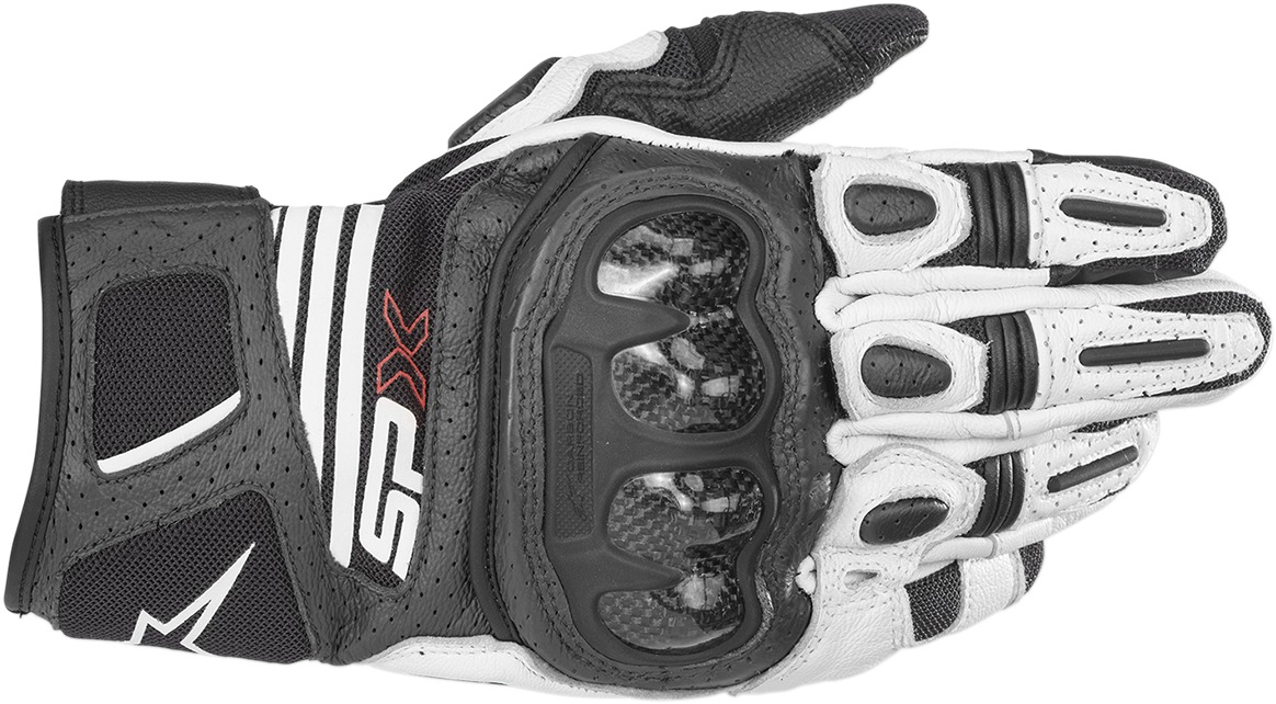 SPX Air Carbon V2 Motorcycle Gloves Black/White 2X-Large - Click Image to Close