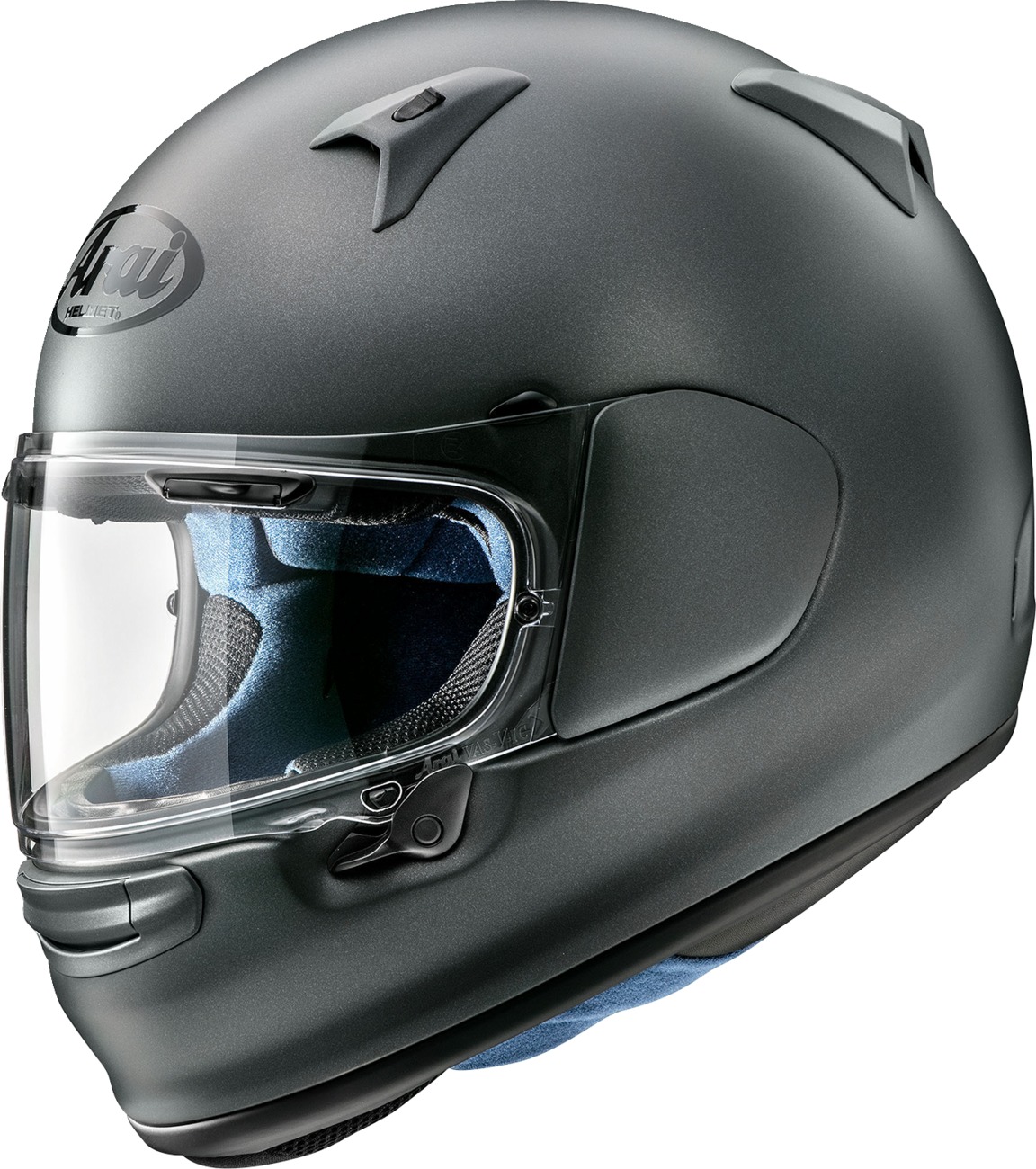 Arai Regent-X Solid Helmet Gun Metallic Frost L - Full face helmet with matte silver finish - Click Image to Close